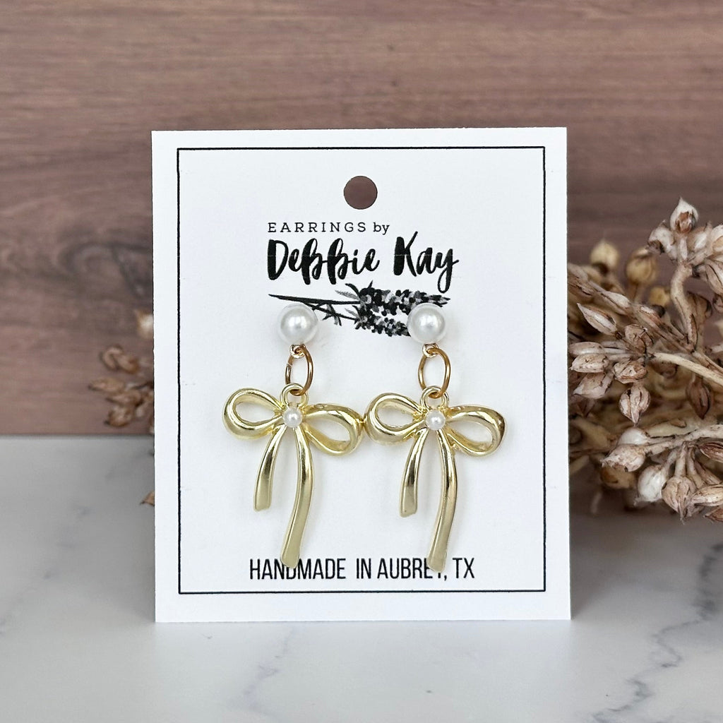 Gold Bows w/ Pearl Studs