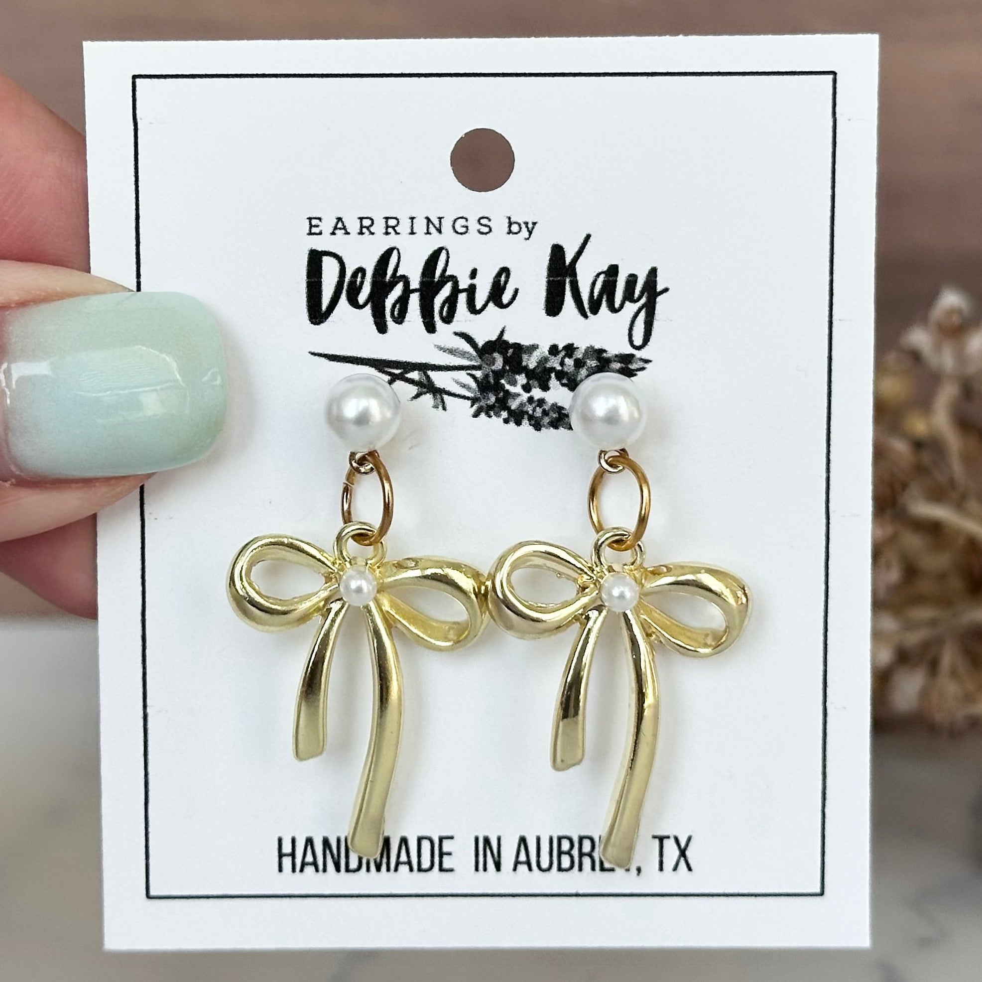 Gold Bows w/ Pearl Studs