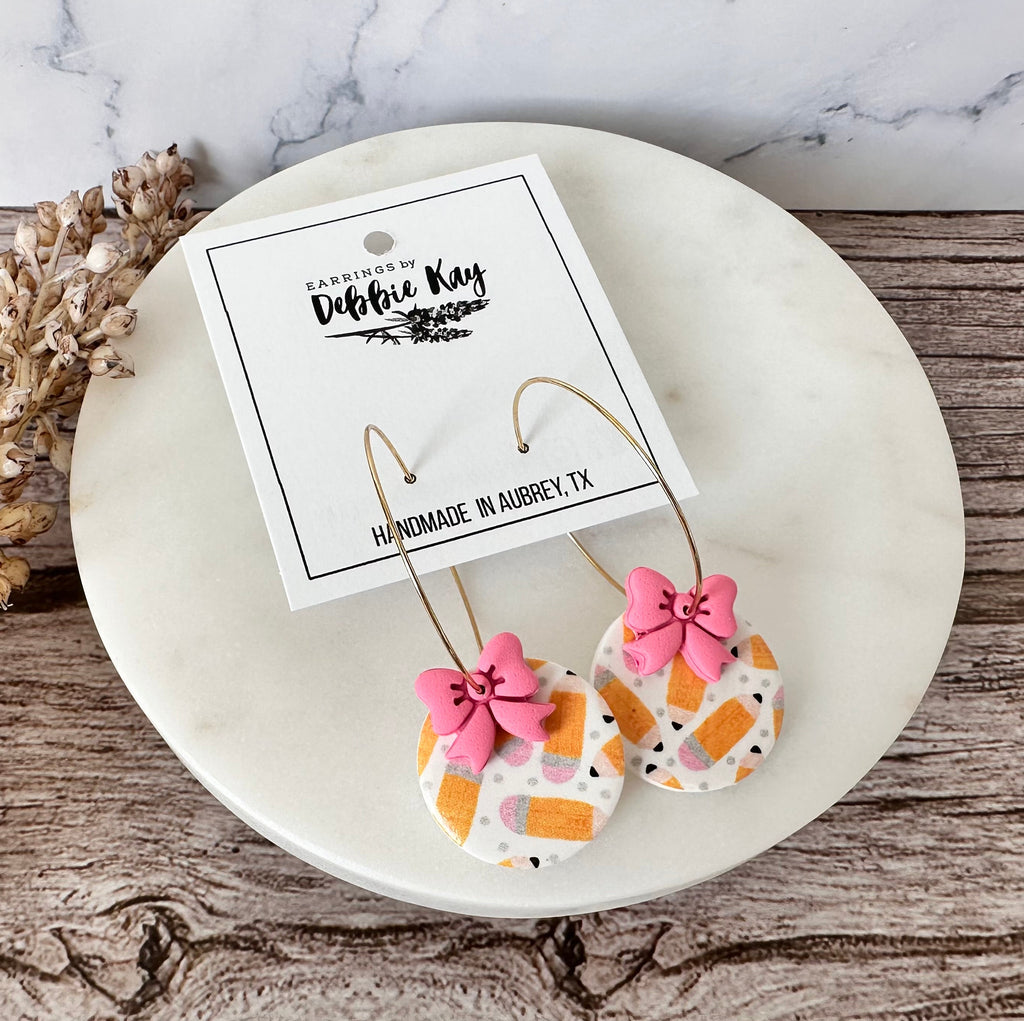 Pencils & Bows Hoops