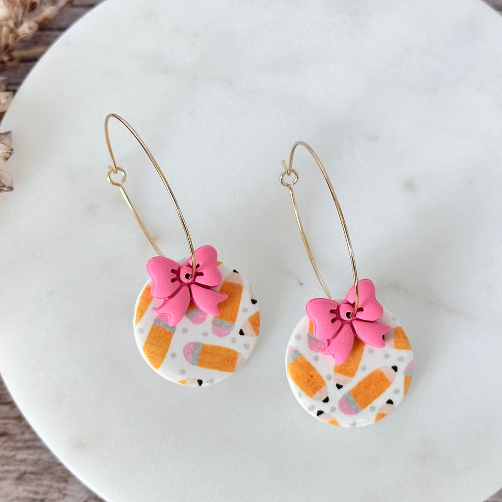 Pencils & Bows Hoops