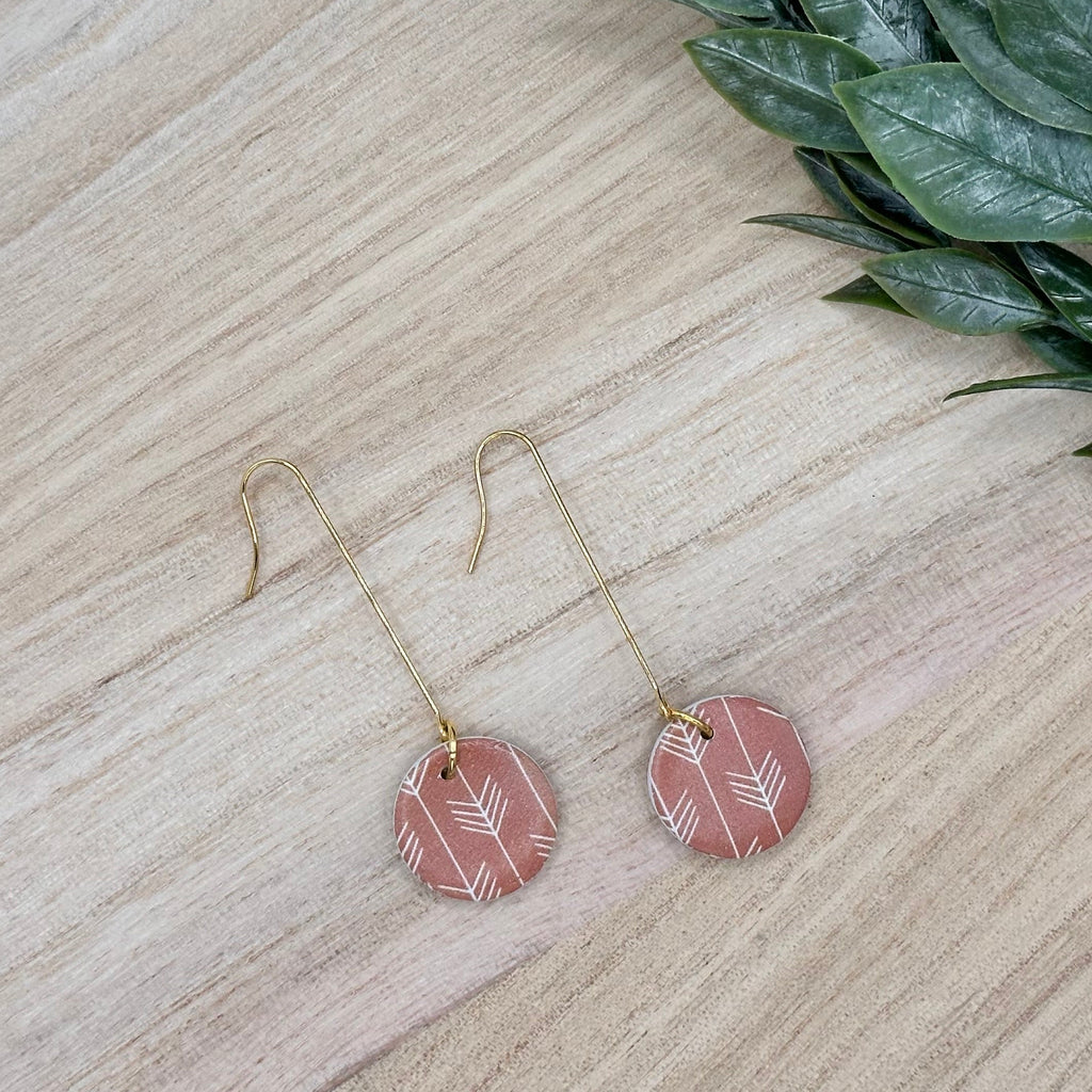 Terracotta Arrow Print Dangle Earrings