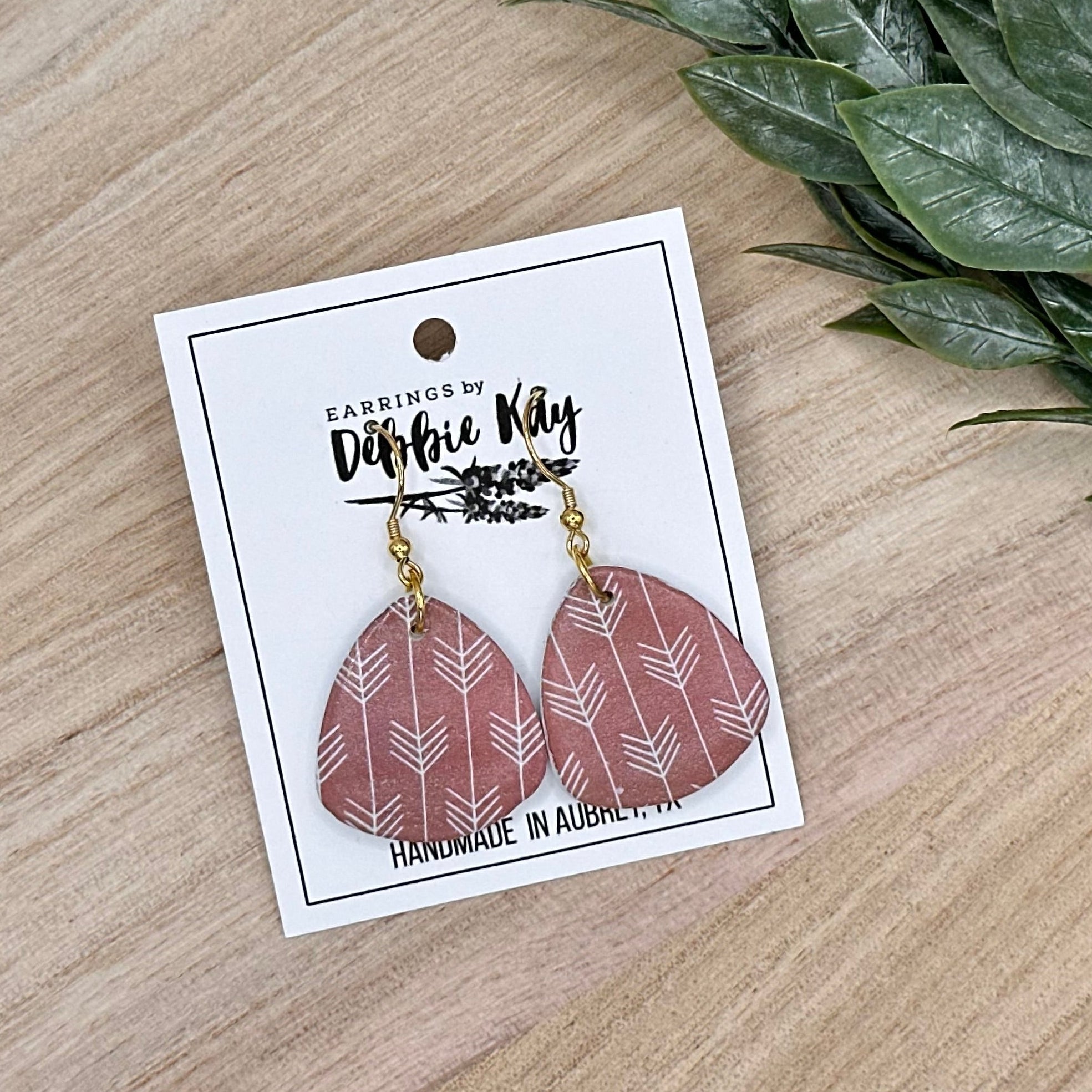 Terracotta Arrow Print Triangle Dangles