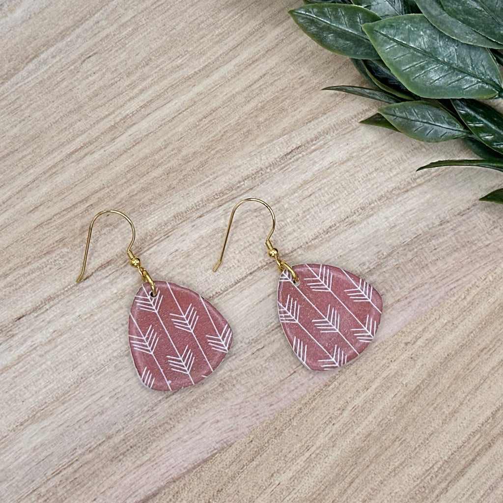 Terracotta Arrow Print Triangle Dangles