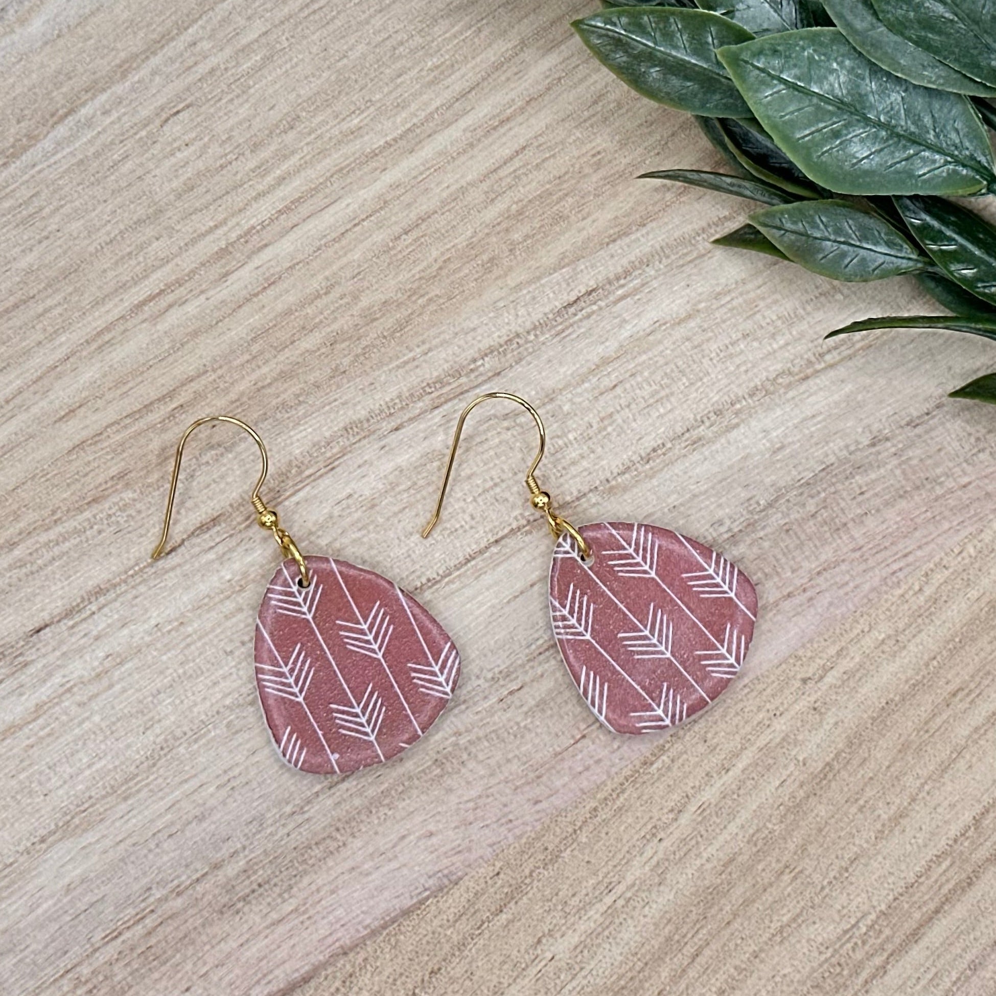 Terracotta Arrow Print Triangle Dangles