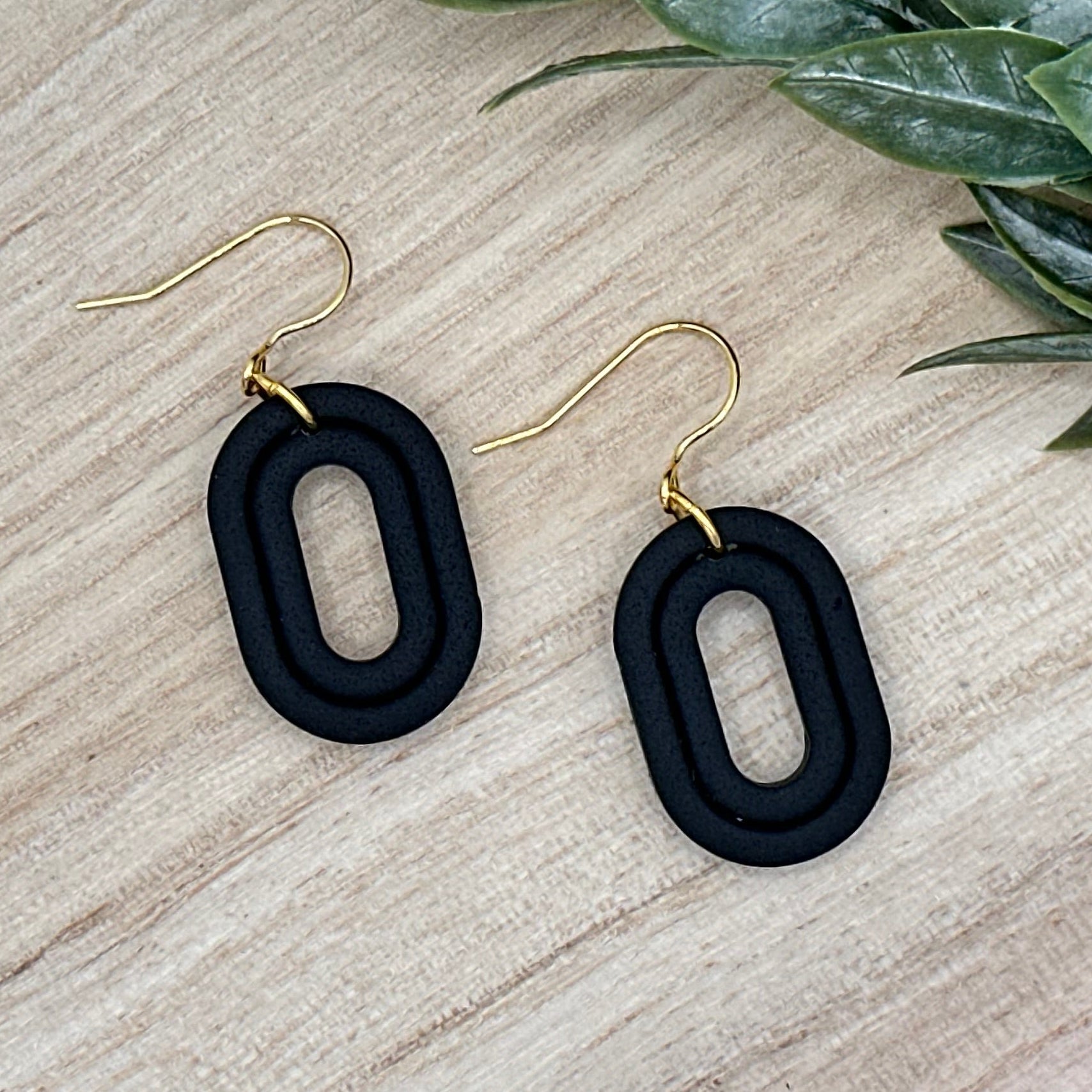 Black Oval Dangles