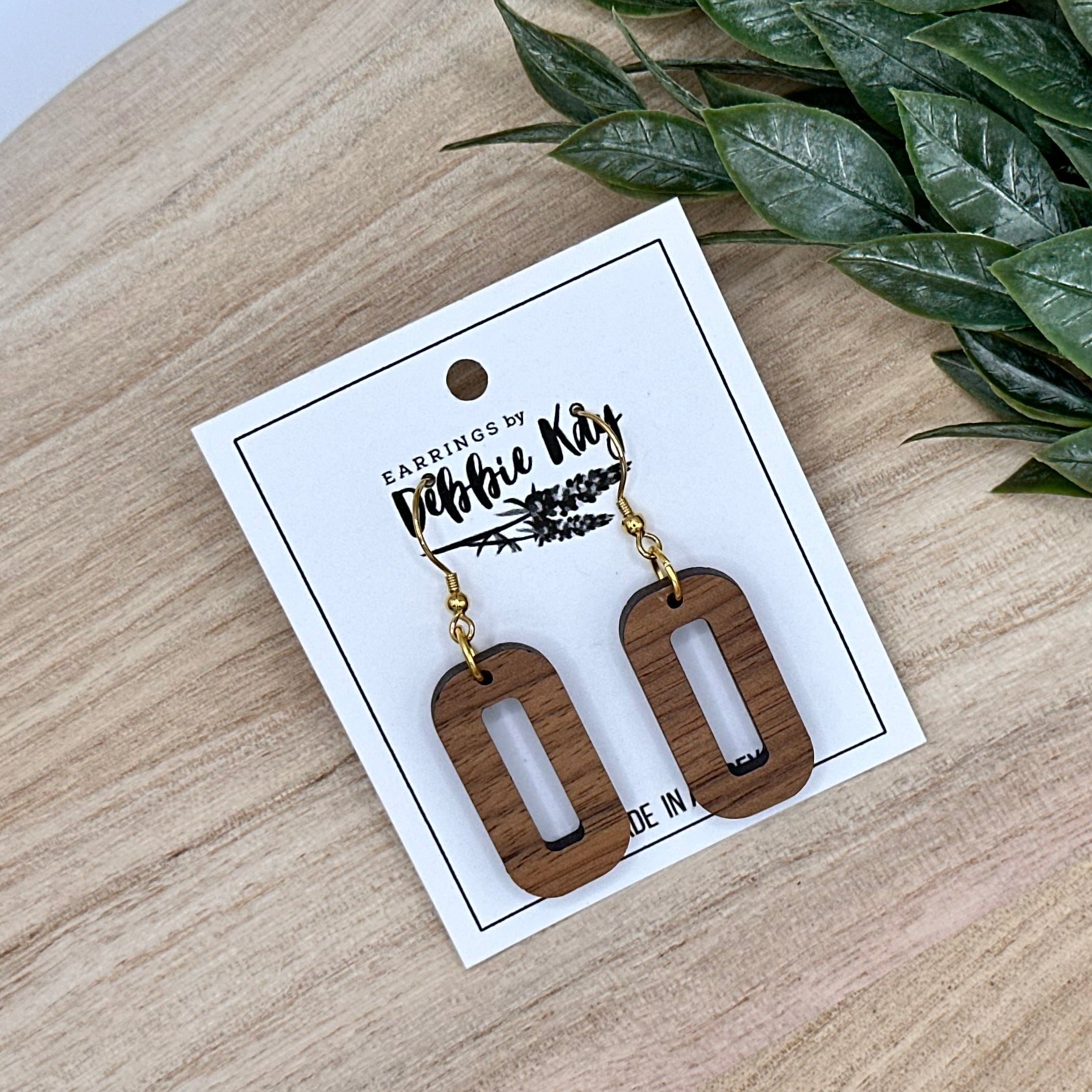 Walnut Rectangle Dangle Earrings
