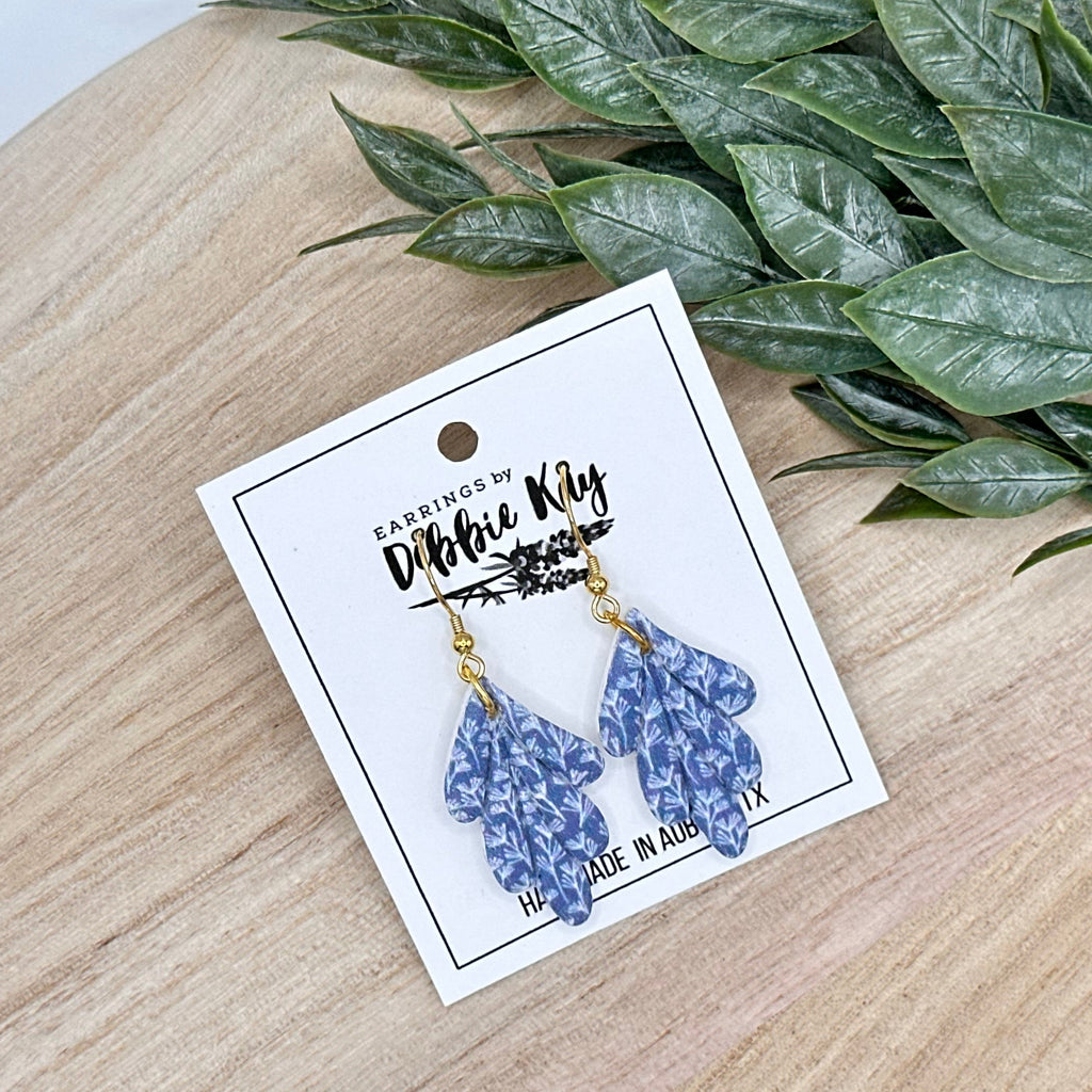 Chambray Print Flourish Dangles