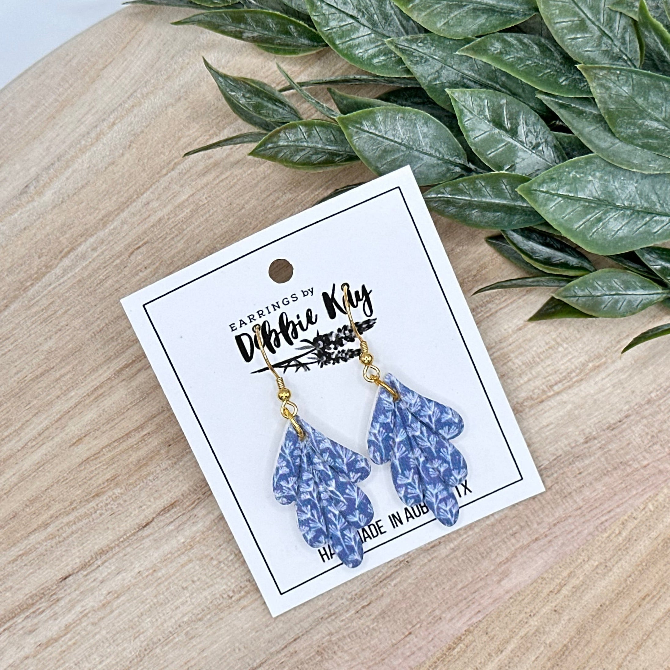 Chambray Print Flourish Dangles