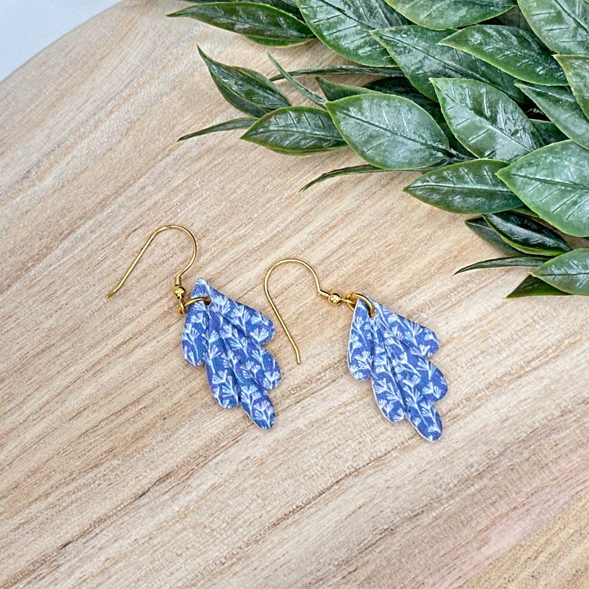 Chambray Print Flourish Dangles