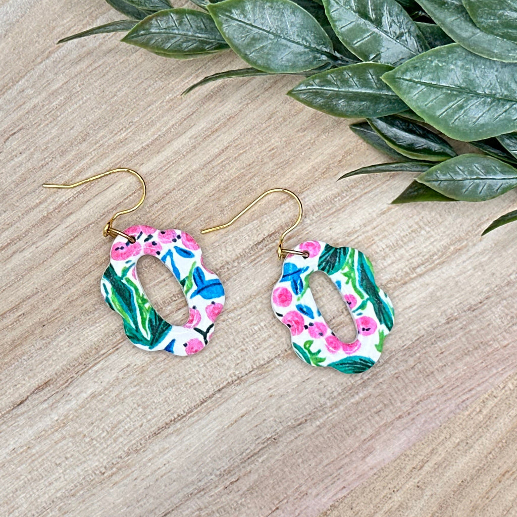 Scalloped Floral Oval Dangles
