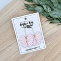 Blush Pink Striped Bow Dangles