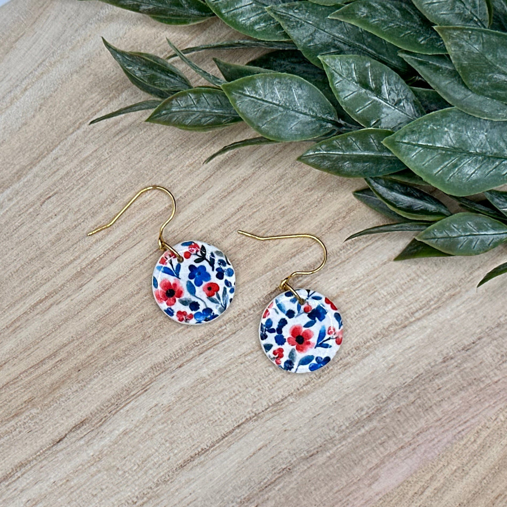 Red & Blue Floral Dangles