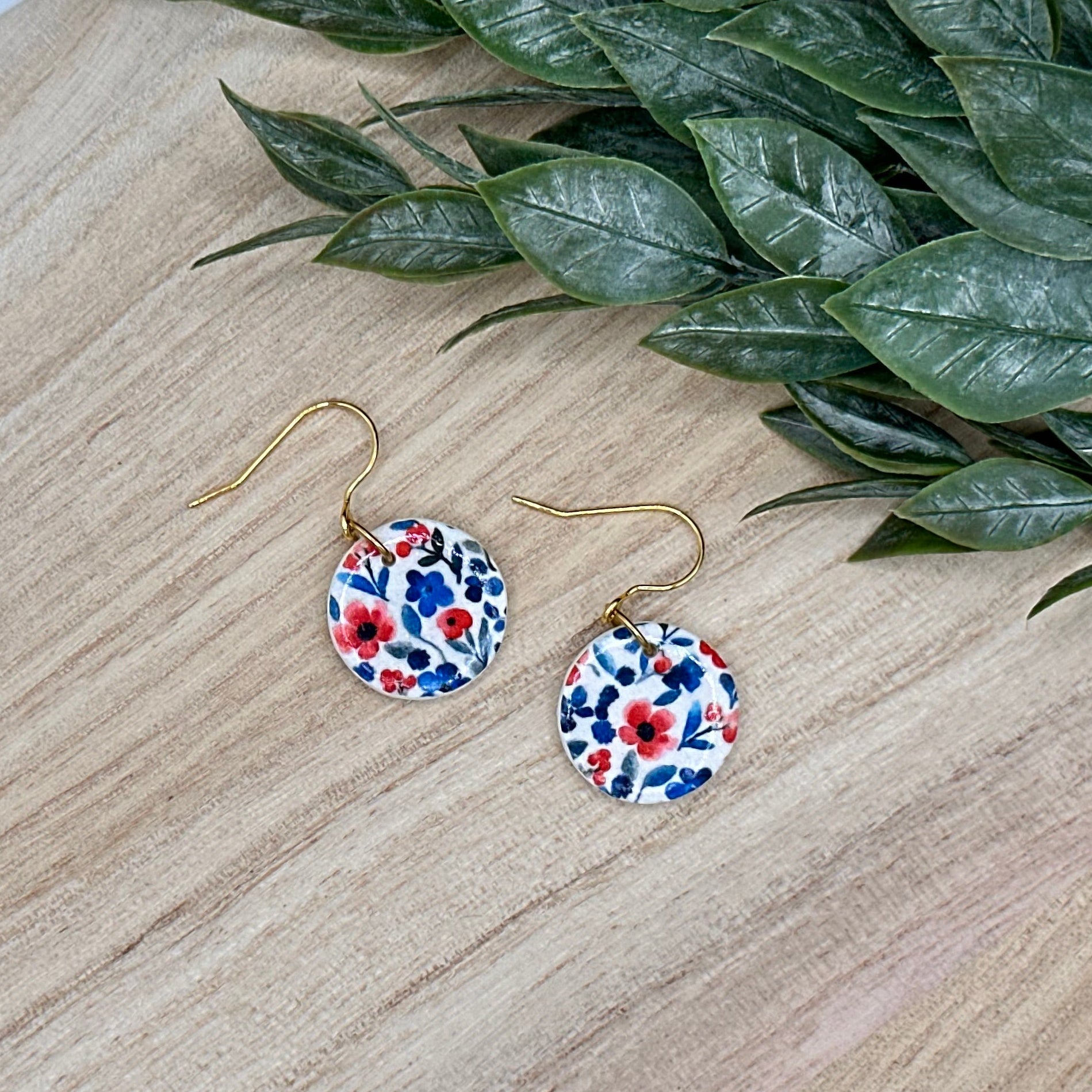 Red & Blue Floral Dangles