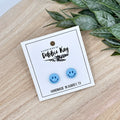 Patriotic Smiley Face Studs