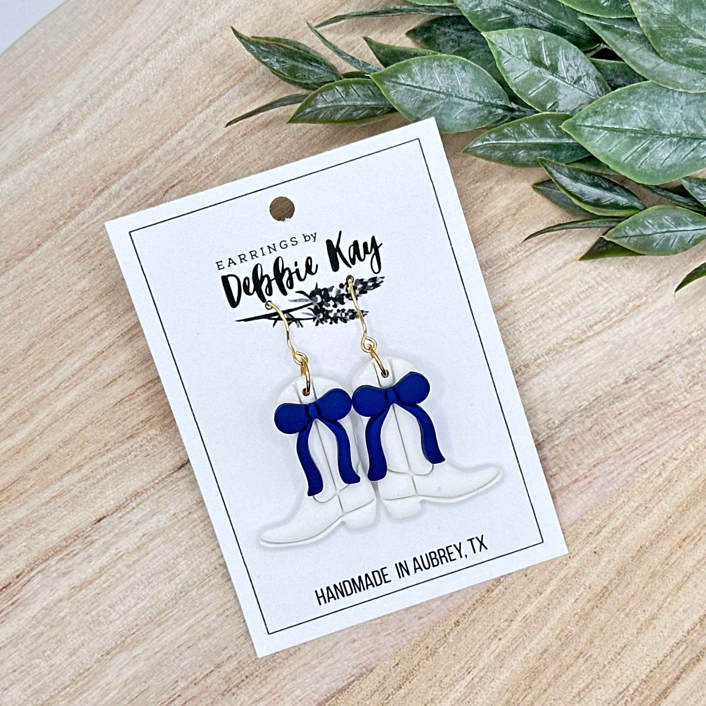 Boots & Bows Navy Dangles