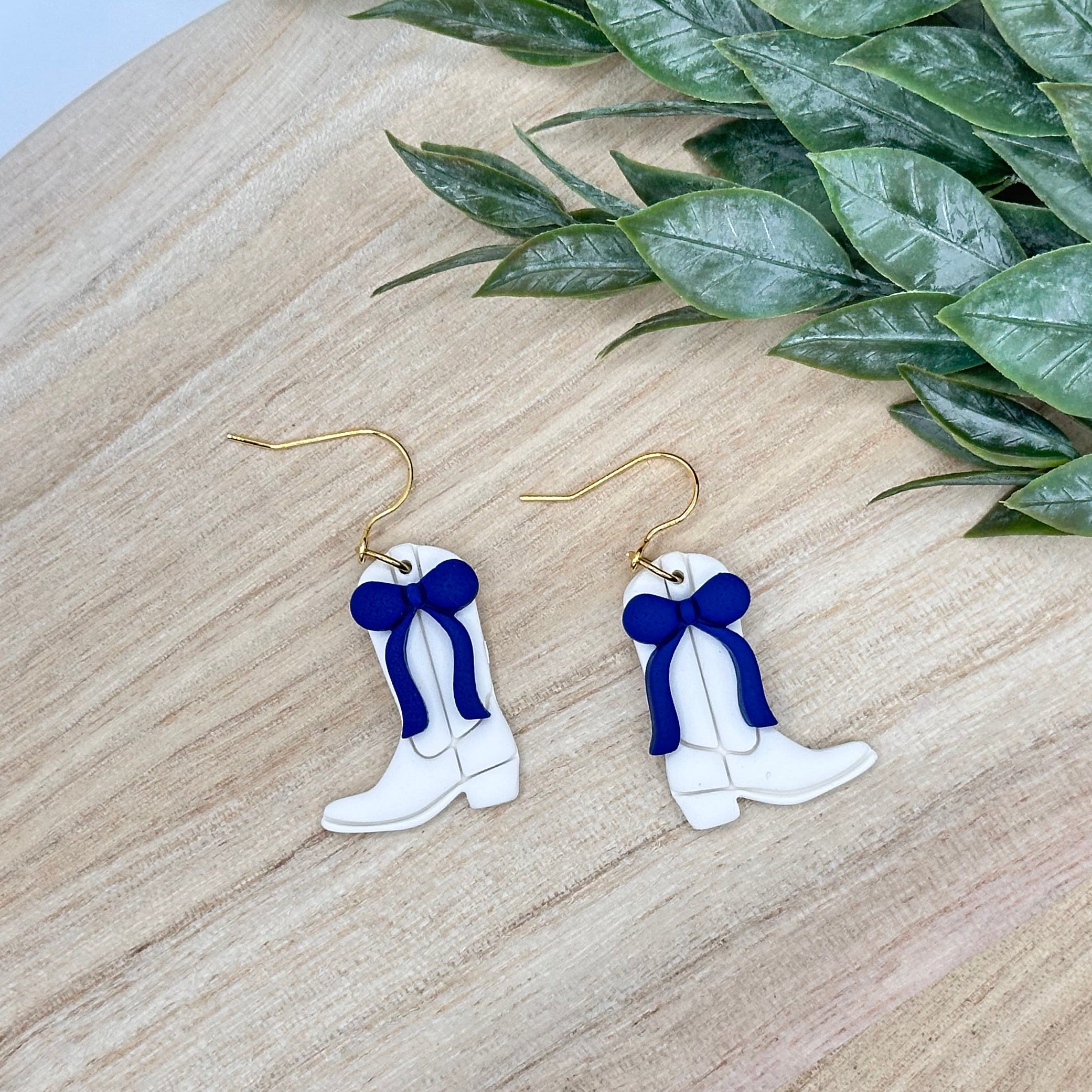 Boots & Bows Navy Dangles