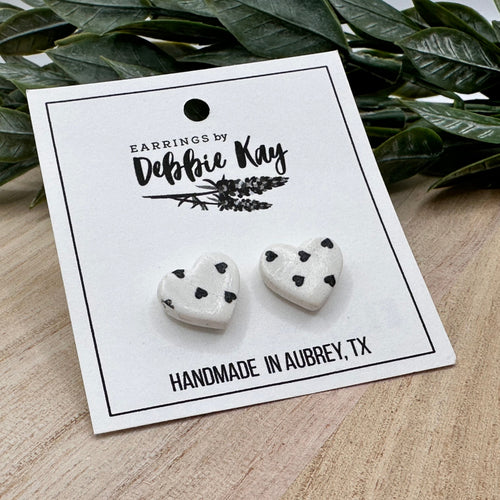 Black & White Heart Studs