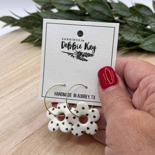 Black & White Daisy Hoops
