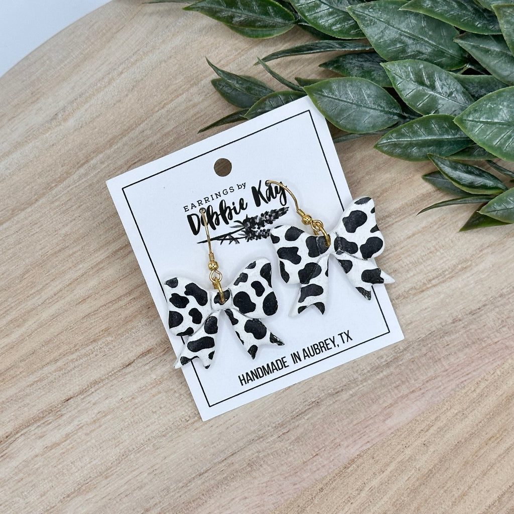 Cow Print Bow Dangles
