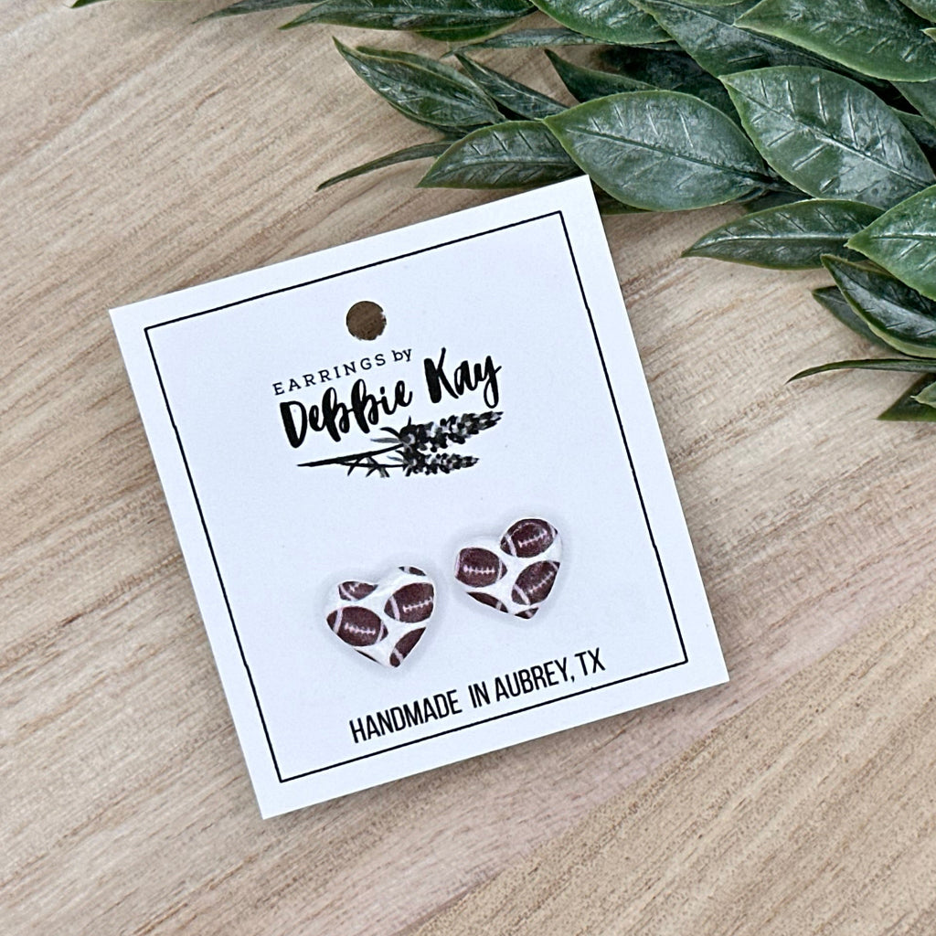 Football Heart Studs