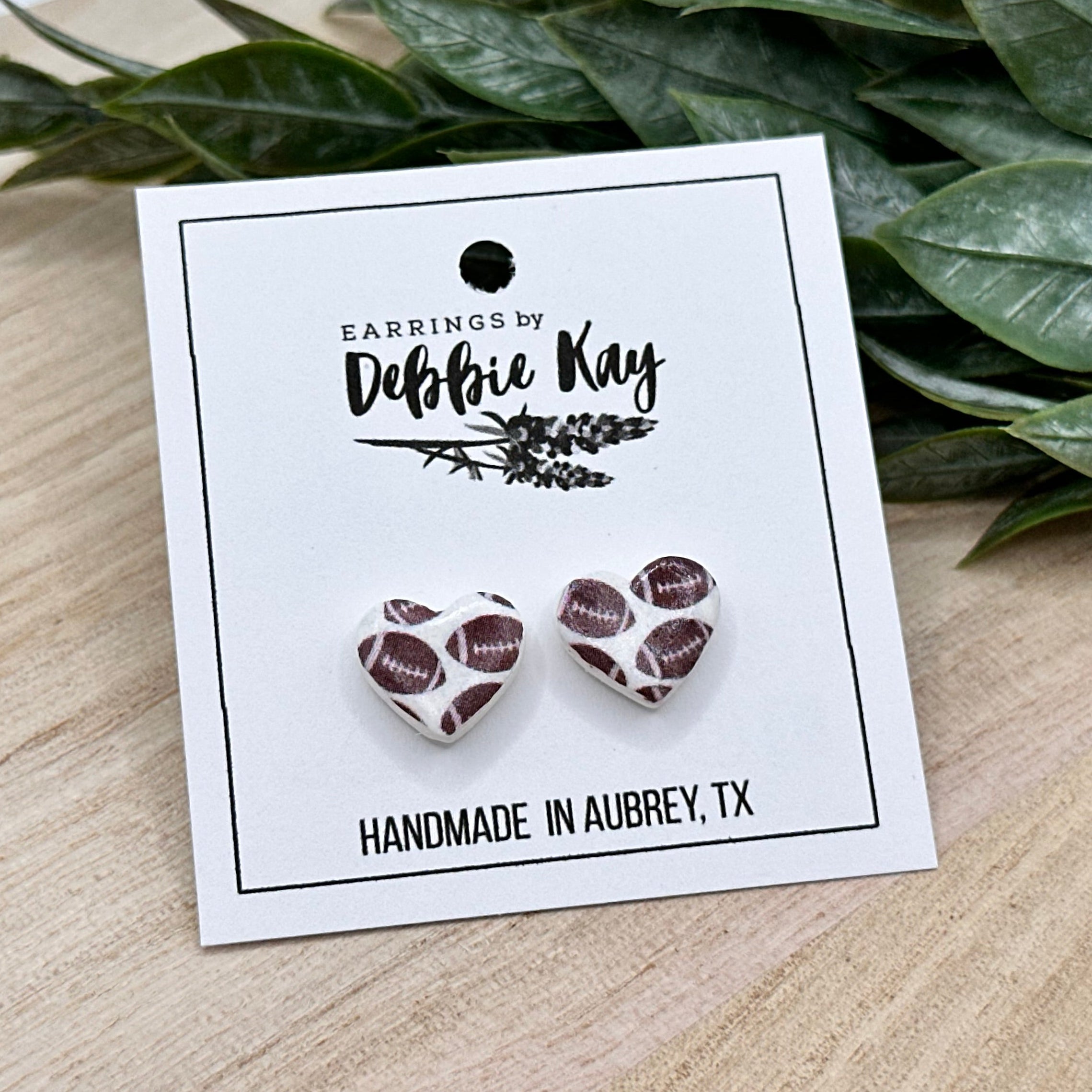 Football Heart Studs