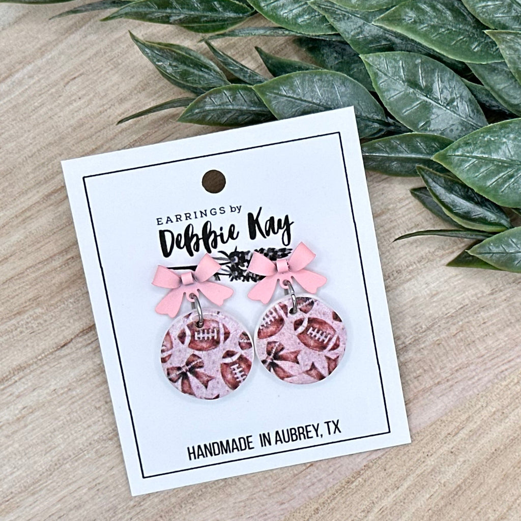 Pink Out Football Earrings