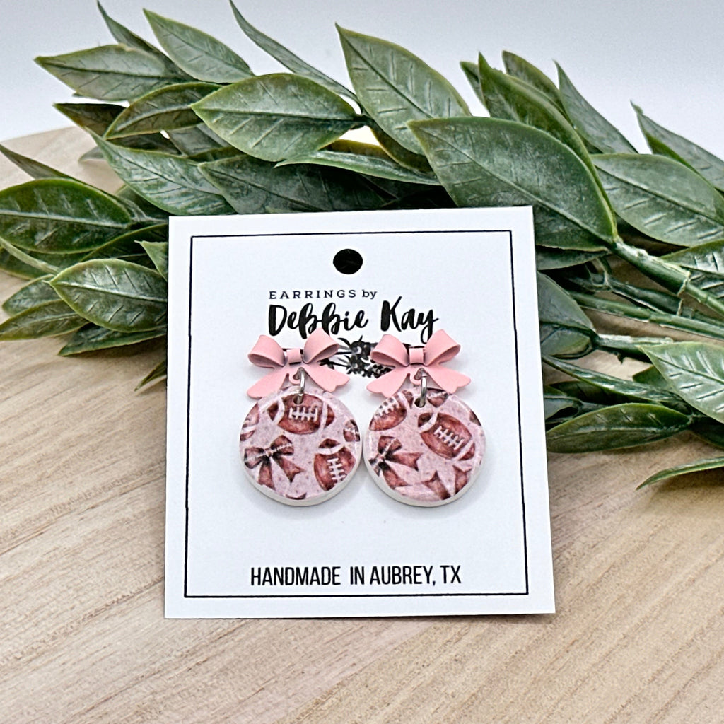 Pink Out Football Earrings