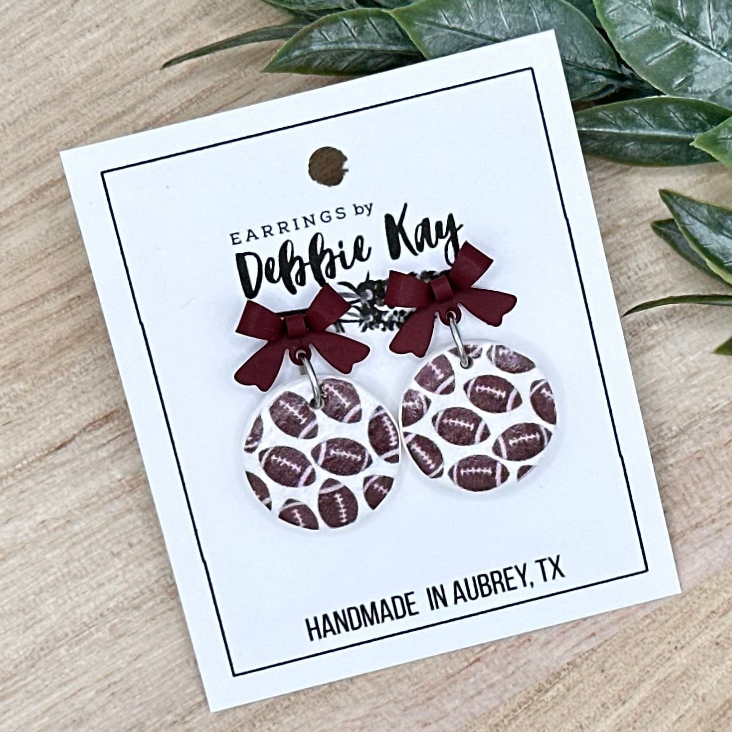Football Print Dangles w/ Bows