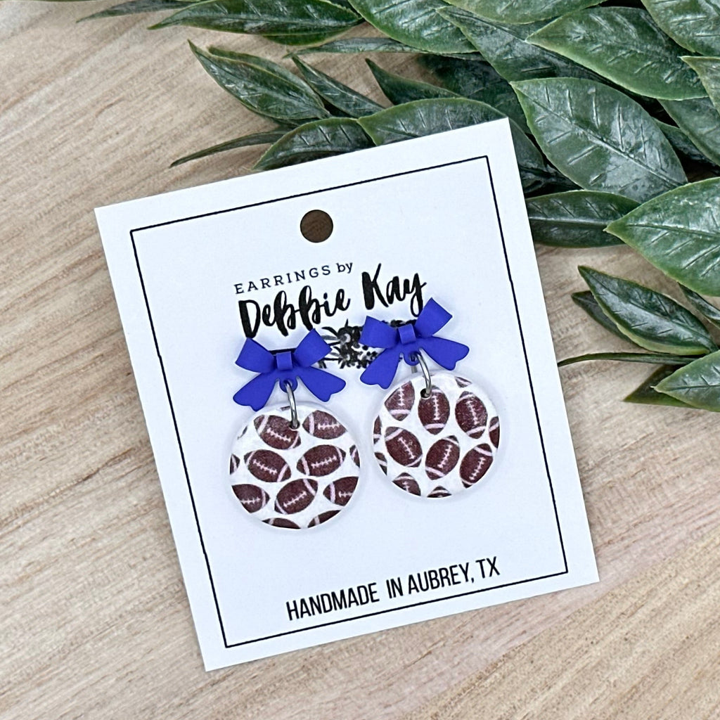 Football Print Dangles w/ Bows