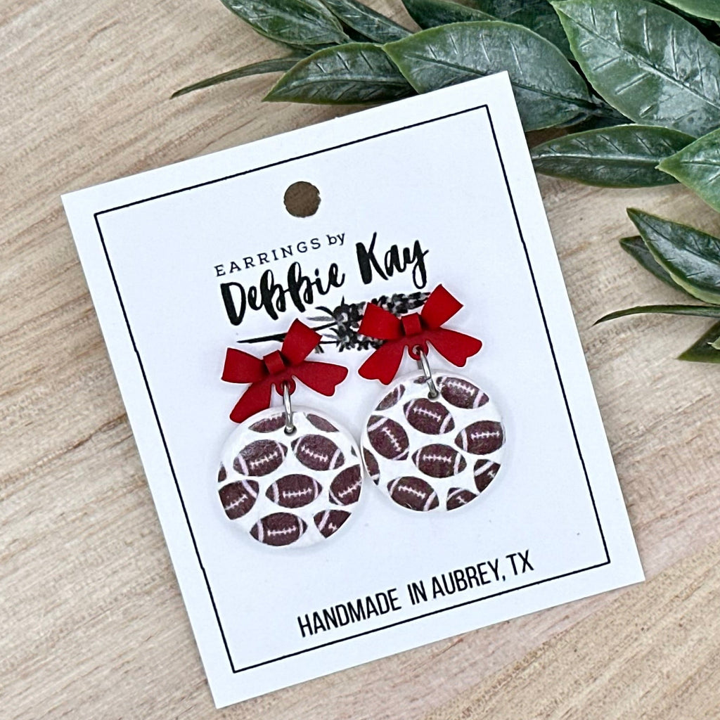 Football Print Dangles w/ Bows