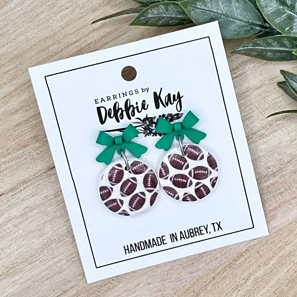Football Print Dangles w/ Bows