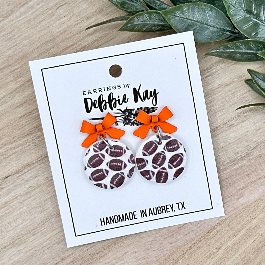 Football Print Dangles w/ Bows
