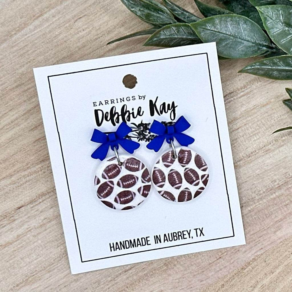 Football Print Dangles w/ Bows