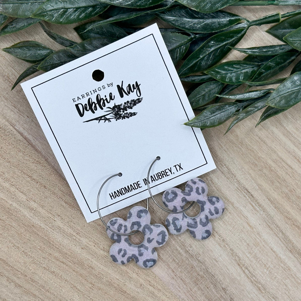 Leopard Print Daisy Hoops