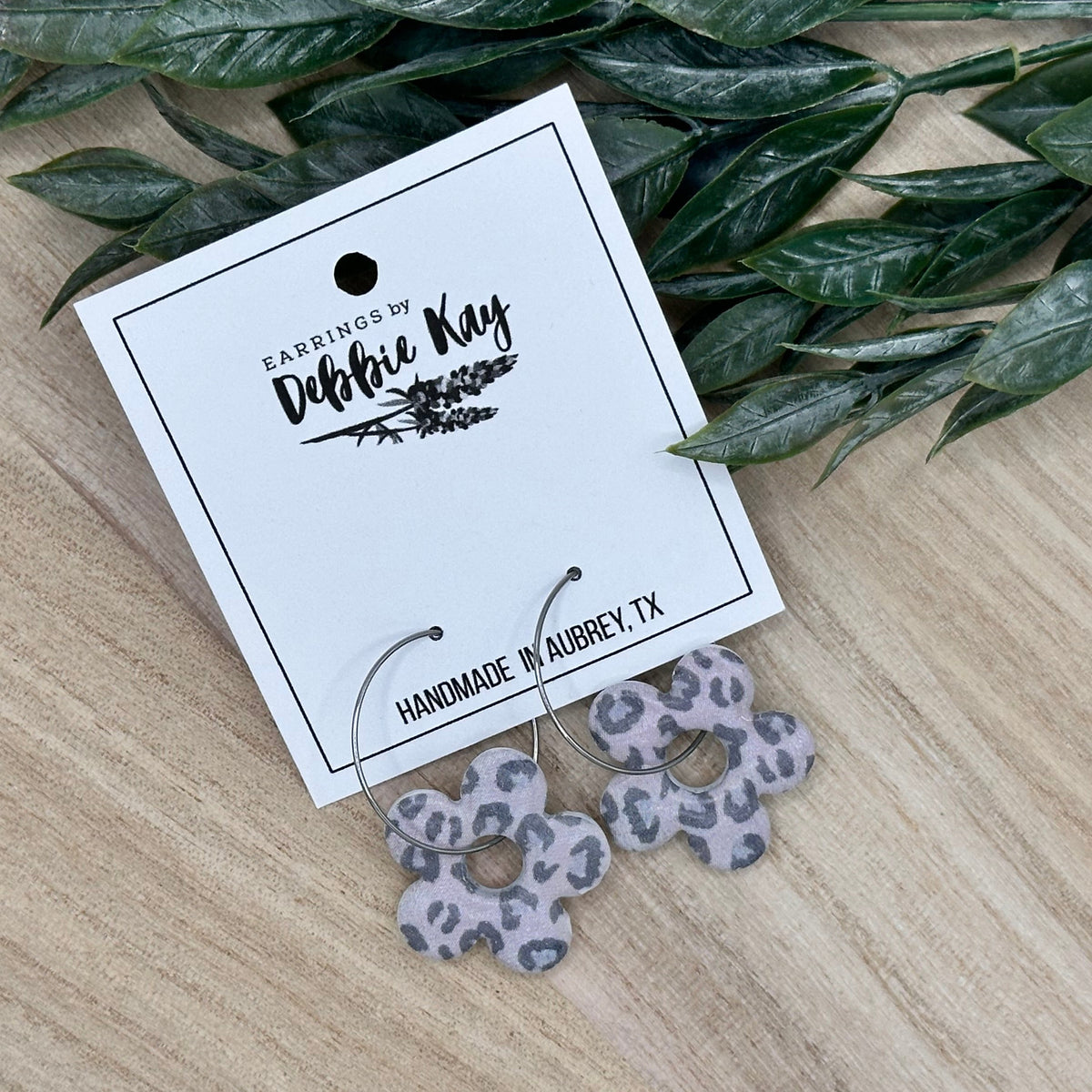 Leopard Print Daisy Hoops