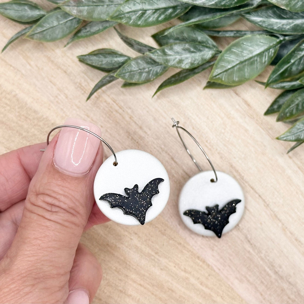 Moon & Bats Dangle Hoops