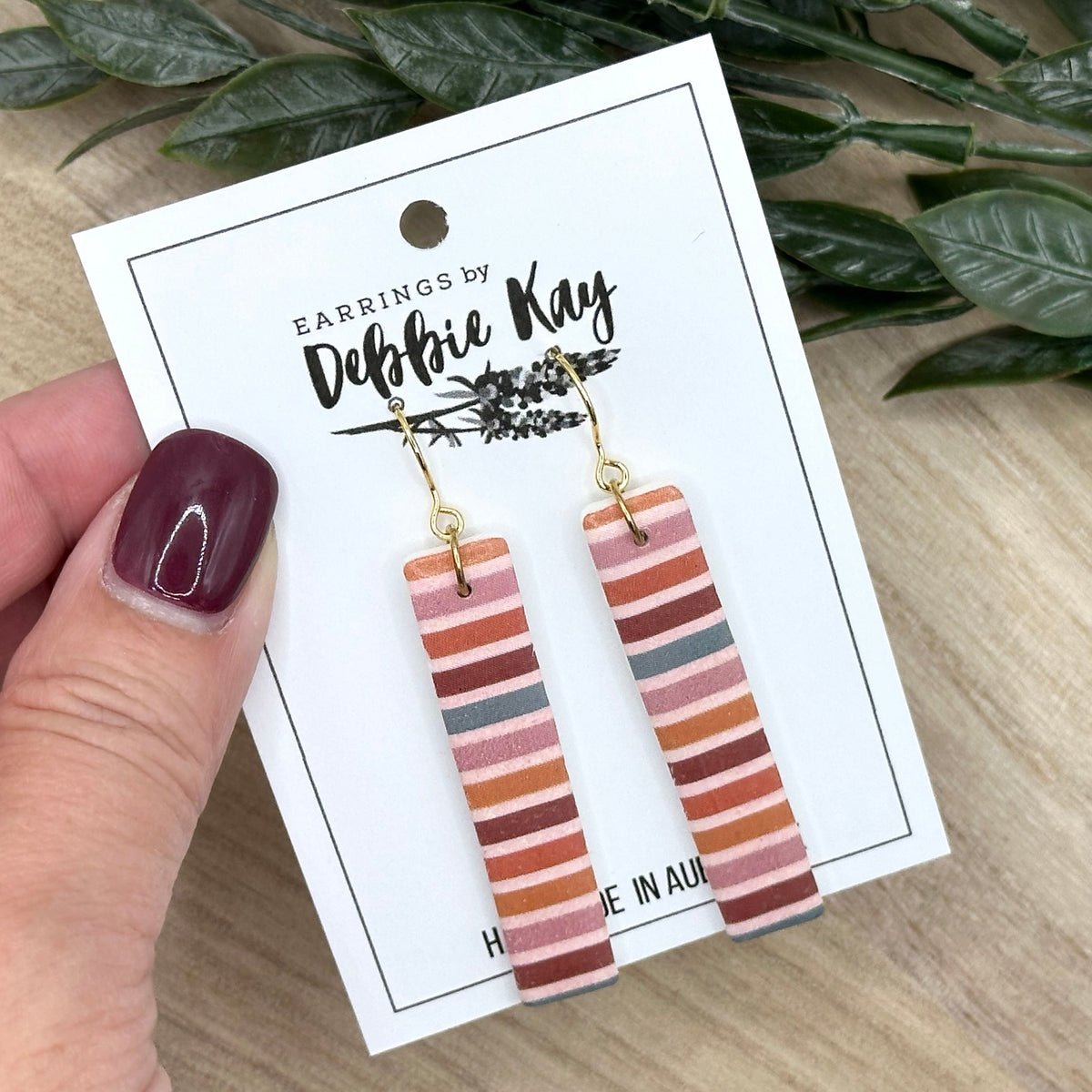 Fall Striped Bar Earrings